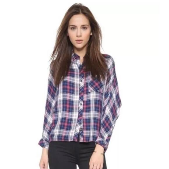 RAILS ELLIS white blush dip dye gauze button down shirt XS - Picture 1 of 5